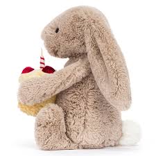 Jellycat Bashful Beige Bunny Birthday Plush Toy – Soft Gift for Kids